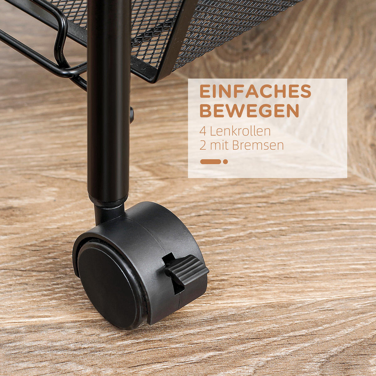 SERVIERWAGEN abnehmbar, Stahl, Schwarz - Schwarz, Metall (45/84/26.5cm) - HOMCOM