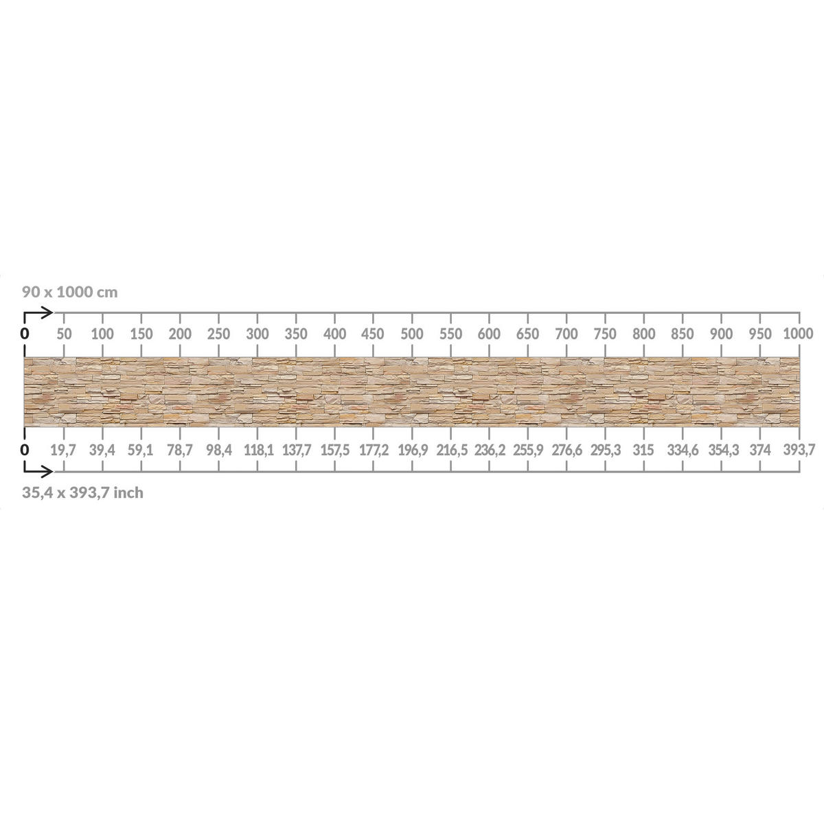 BALKON SICHTSCHUTZ Asian Stonewall - Große helle Steinmauer aus wohnlichen Steinen 250/90 cm - Beige, Kunststoff (250/90cm) - Bilderwelten