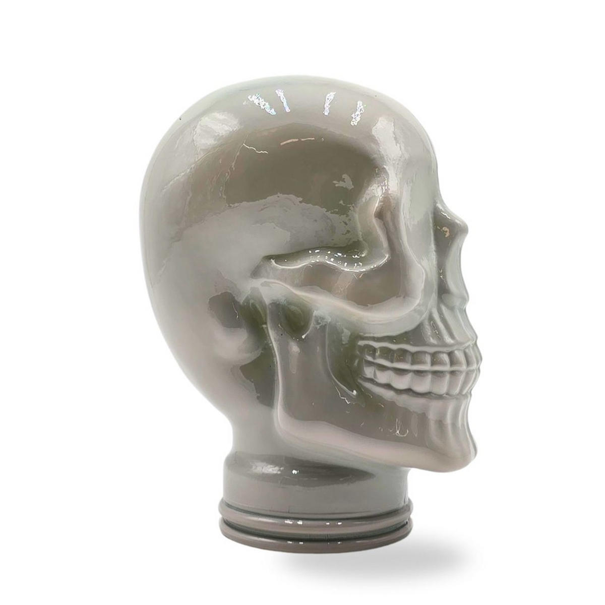 KOPFHÖRERSTÄNDER TOTENKOPF Glas OP3 hellgrau - Hellgrau, Glas (19/26/19cm) - DESIGN DELIGHTS