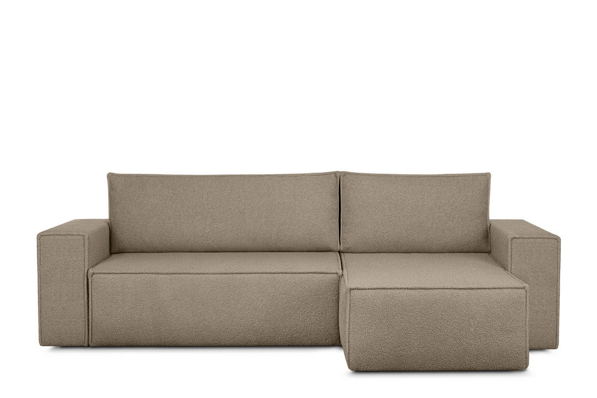 ECKSCHLAFSOFA-LINKS/RECHTS NAPI II in Pet Friendly Stoff, dunkelbeige - Beige/Braun, Textil (262/148cm) - KONSIMO®
