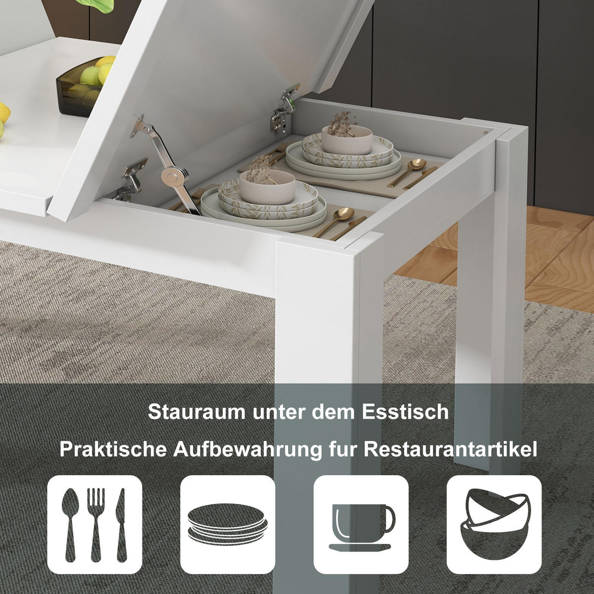 ESSTISCH Weiß 120/70/75 cm - Weiß, Holz (70/120/75cm) - PANGIVO