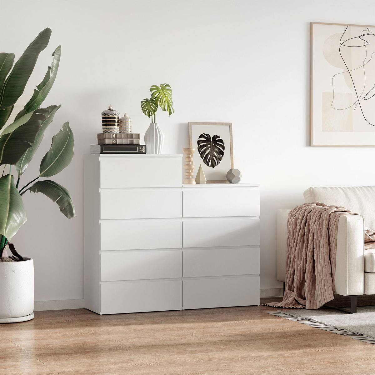 SCHUBLADENSCHRANK, MDF, Weiß, 55 x 33 x 80 cm - Weiß, Metall (33/80/55cm) - HOMCOM