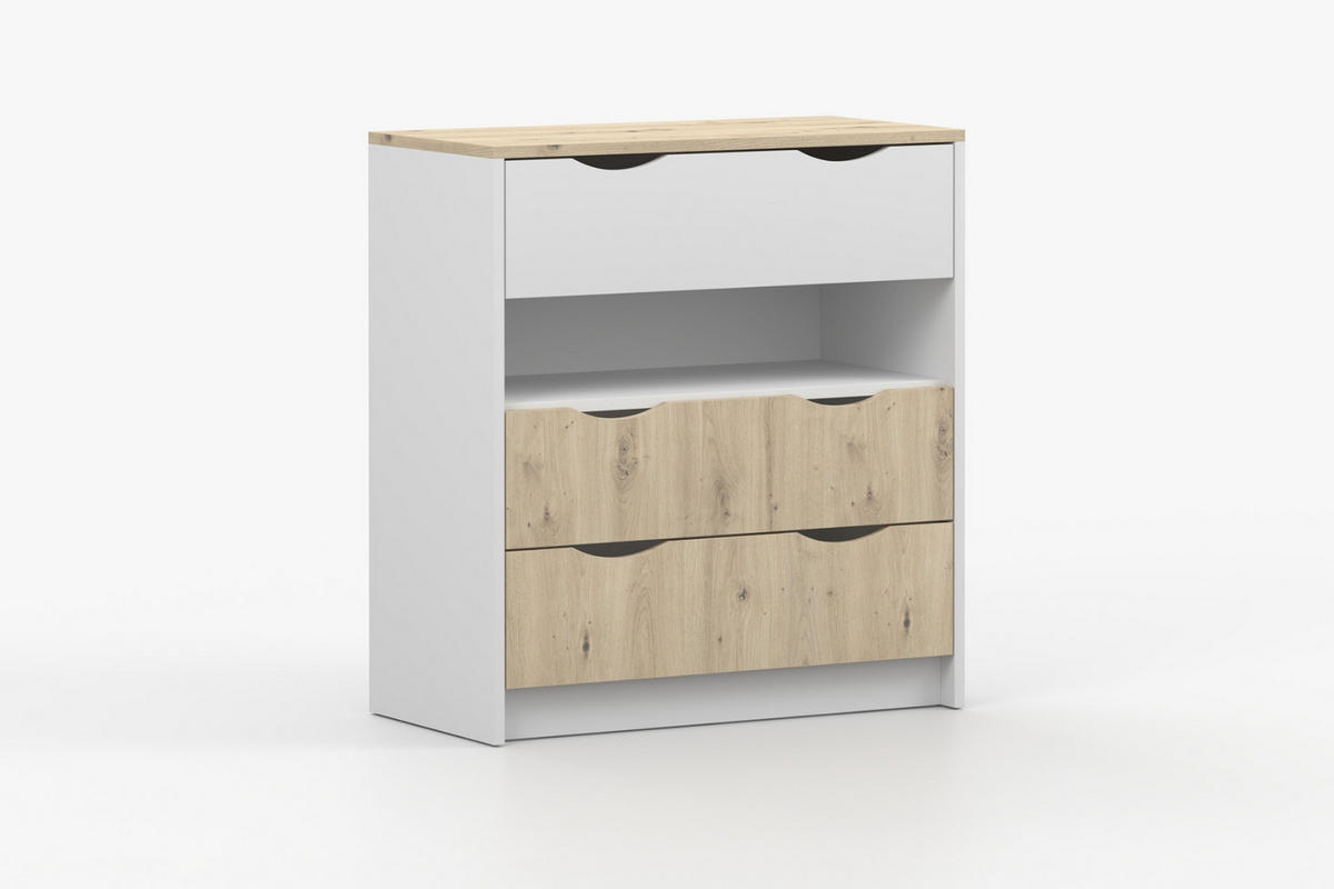 JUGENDZIMMER-SET JUMI A 4-teilig in Weiß/Eiche Artisan - Weiß/Eiche Artisan, Holzwerkstoff (364/193/205cm) - Deine Möbel 24