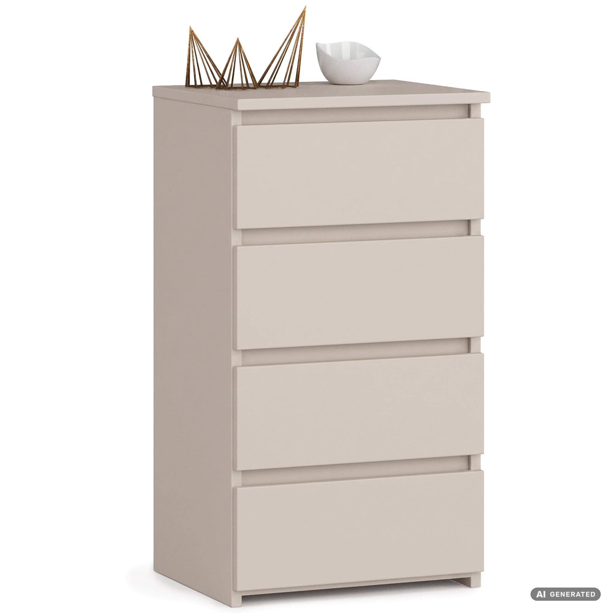 KOMMODE CL4 Kaschmir 40 cm 4 Schubladen Front Kaschmir B40xH74xT35 cm - Beige, Holzwerkstoff (40/74/35cm) - Akord