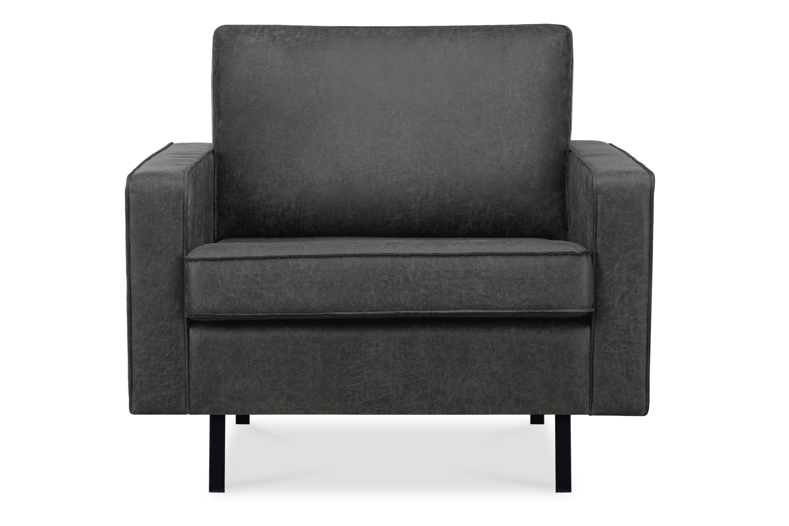 SESSEL INVIA mit Armlehnen auf hohen Metallbeinen vintage, Lederoptik-Stoff, Dunkelgrau - Dunkelgrau/Schwarz, Textil (98/87/98cm) - KONSIMO®