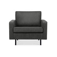SESSEL INVIA mit Armlehnen auf hohen Metallbeinen vintage, Lederoptik-Stoff, Dunkelgrau - Dunkelgrau/Schwarz, Textil (98/87/98cm) - KONSIMO®