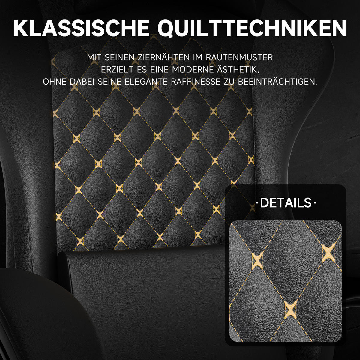 GAMINGSTUHL DE-40979 mit Massagefunktion und Fußstütze Schwarz - Schwarz, Metall (58.5/120.5/63cm) - ComfortXL