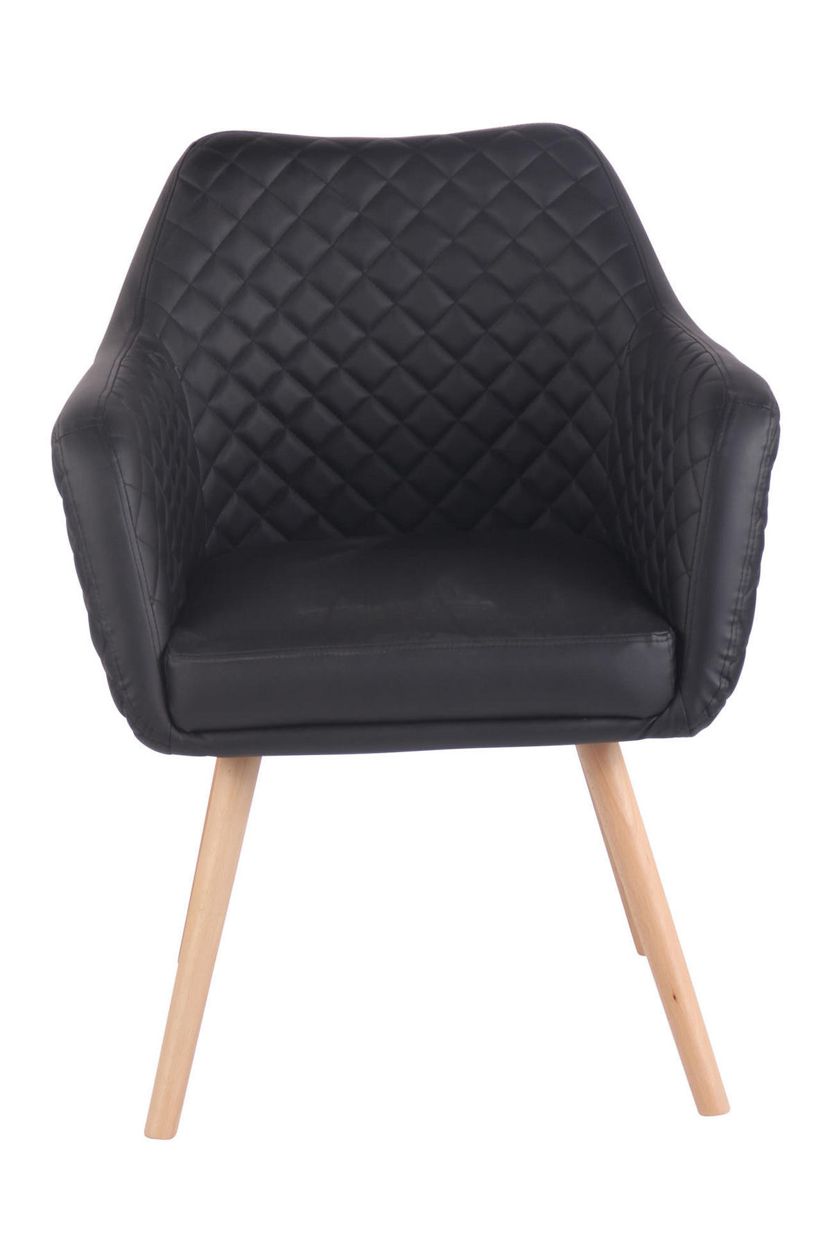 ARMLEHNENSTUHL Lederlook Schwarz - Eukalyptusholzfarben/Schwarz, Holz/Textil (63/84/61cm) - CLP