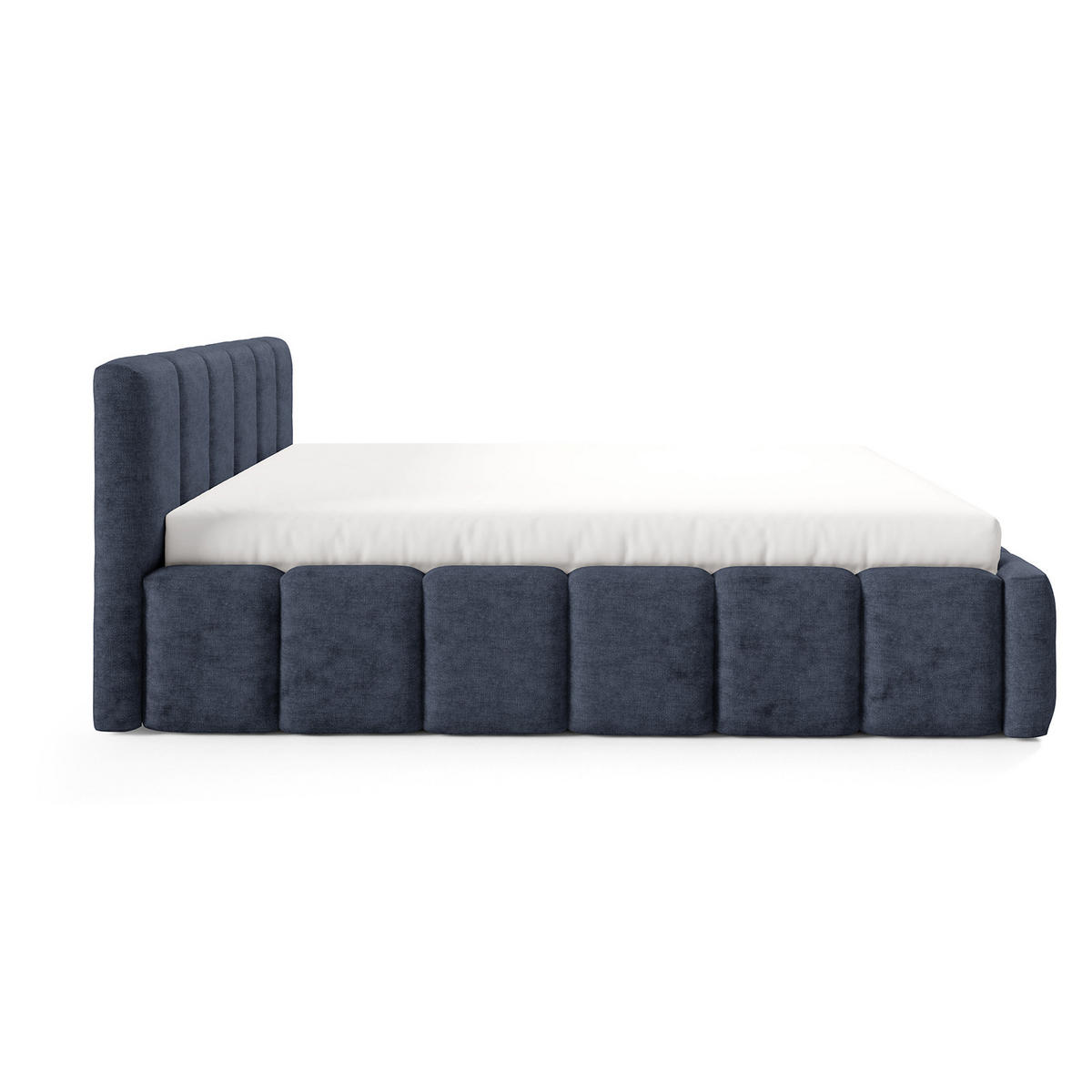 POLSTERBETT KALLA Medium 180x200 cm mit Bettkasten – PERFECT HARMONY 77 - Dunkelblau, Holz (180/200cm) - Dekori_Interiors