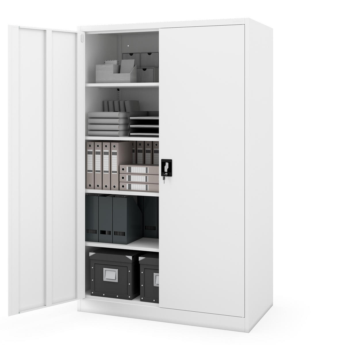 METALL-BÜROSCHRANK JAN II D600 - Weiß, Metall (115/185/60cm) - Jan Nowak