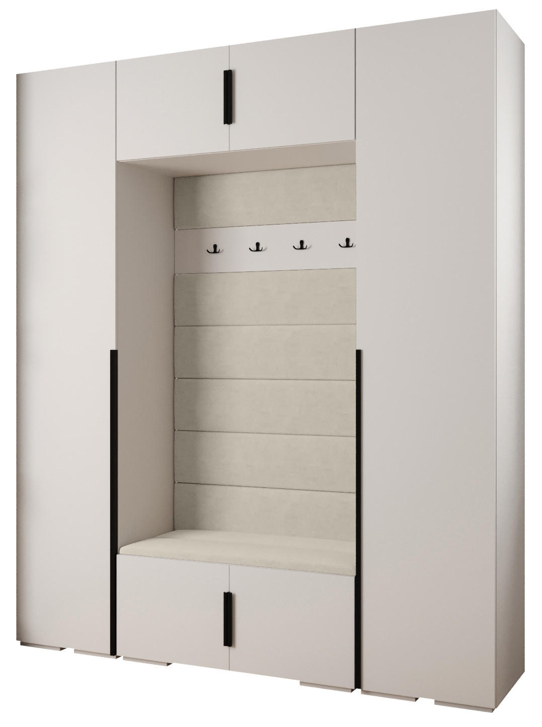 GARDEROBEN-SET 236,7/200/47 - Schwarz/Weiß, Holz/Kunststoff (200/236.7/47cm) - Abiks Möbel
