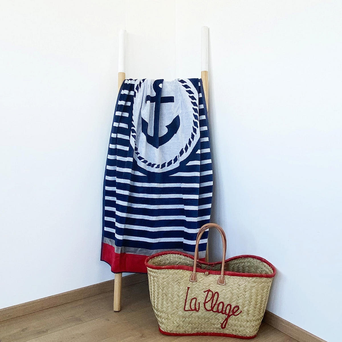 STRANDTUCH Frottee Samt Jacquard Blau 100x175 470g/m² - Lissabon - Blau, Textil (95/175cm) - LE COMPTOIR DE LA PLAGE