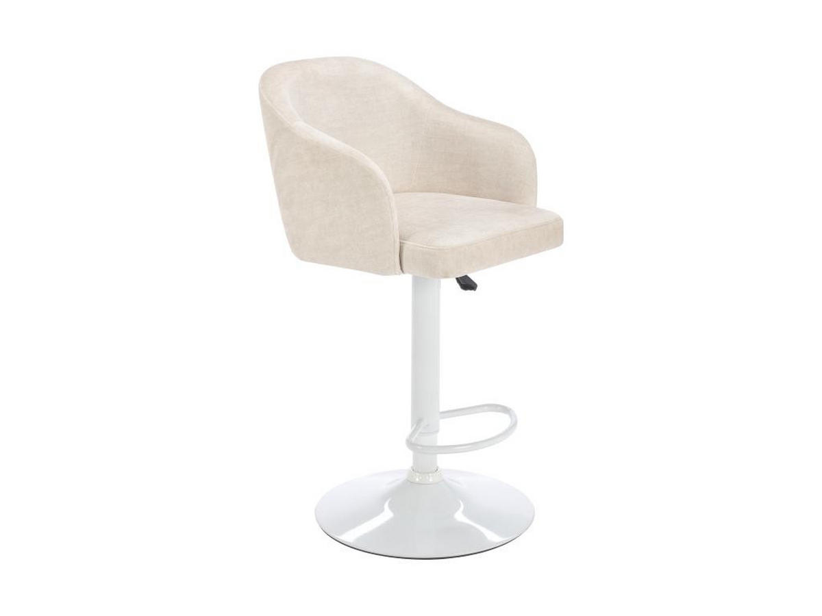 BARHOCKER - Stoff & Metall - Höhenverstellbar - Cremefarben & Weiß - CARSTEN - Creme, Textil (51/113/52cm) - Vente-Unique