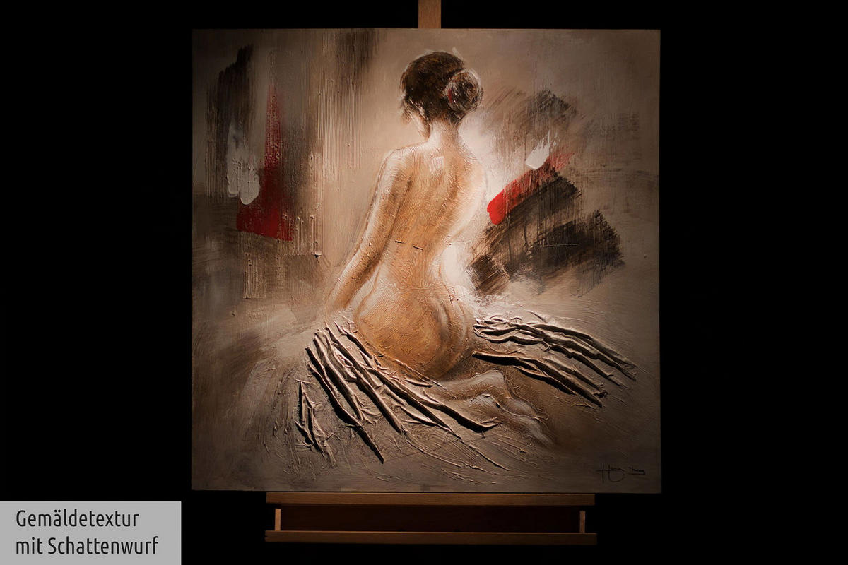 ACRYLBILD HANDGEMALT 80/80 cm - Beige, Holz/Textil (80/80cm) - KUNSTLOFT