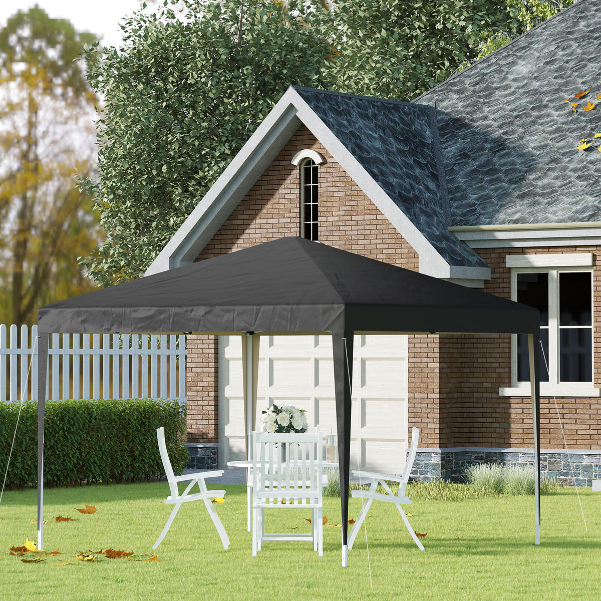 PAVILLON ca.3x3m - Schwarz, Kunststoff (295/255/295cm) - Outsunny