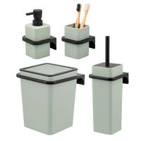 BAD-ACCESSOIRES-SET (4er-Set) SAVONA, Soft-Touch, salbei - Salbeigrün, Kunststoff (20.5/24.5/21.5cm) - bremermann