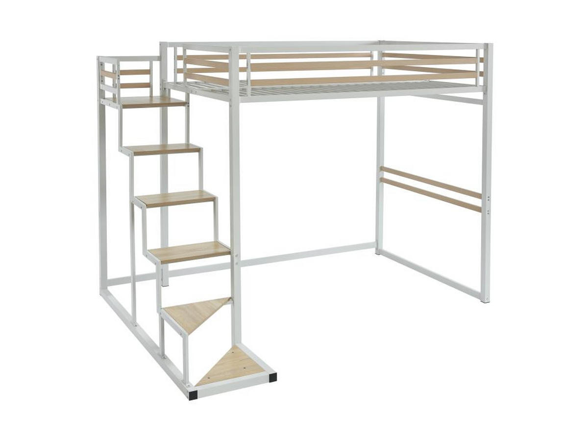 HOCHBETT - 140 x 200 cm - Metall & MDF - Weiß - JOGUI - Weiß, Metall - Vente-Unique