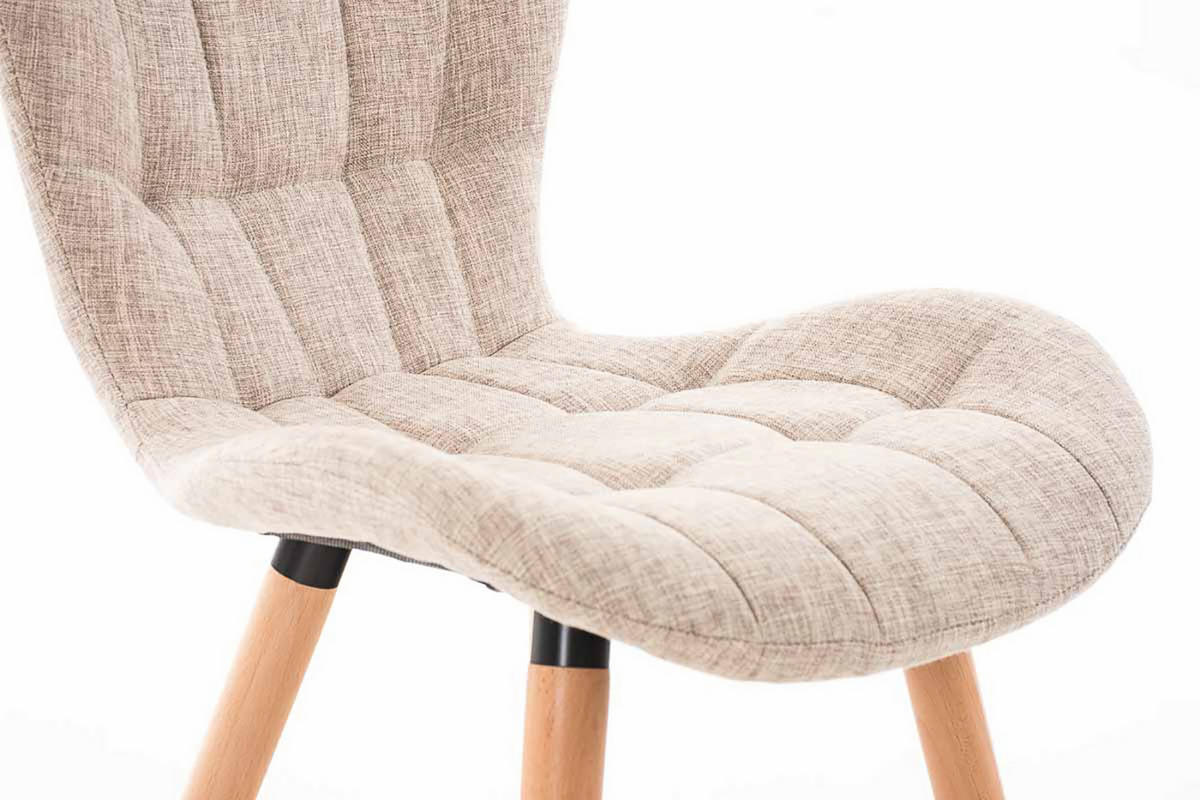 STUHL 4er Set Stoff creme - Eukalyptusholzfarben/Creme, Holz/Textil (50/88/63cm) - CLP