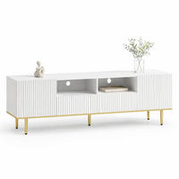 TV-ELEMENT mit 2 Schubladen 165 x 36 x 55 cm Weiß mit goldfarbenen Beinen - Weiß, Holzwerkstoff (36/55/165cm) - Beauniv