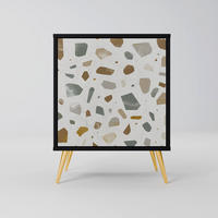 SIDEBOARD PIECES OF TOMORROW, Schwarz, 57,5x42x75,5 cm, Goldfarbene Metallfüße - Goldfarben/Multicolor, Holzwerkstoff/Metall (57.5/75.5/42cm) - SpaceRebels