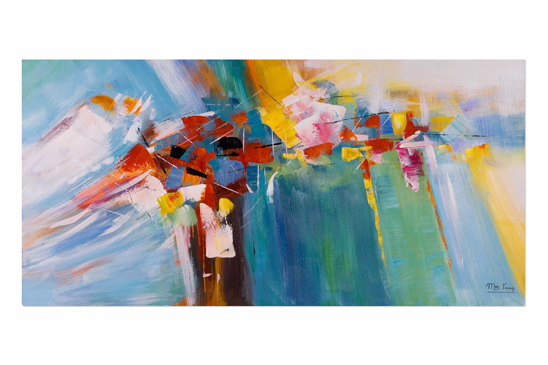 ACRYLBILD HANDGEMALT 120/60 cm - Blau/Multicolor, Holz/Textil (1.64/60cm) - KUNSTLOFT