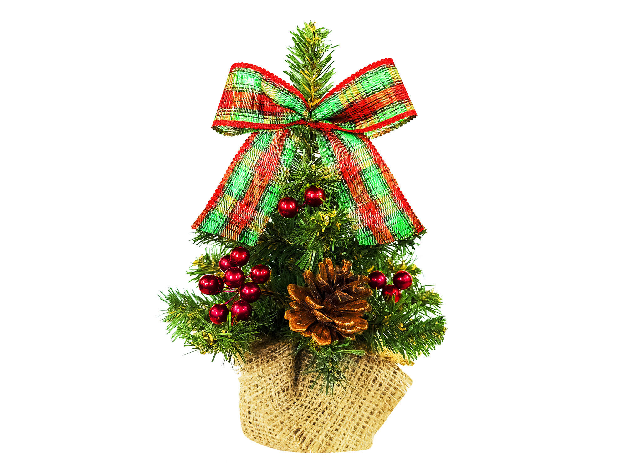 WEIHNACHTSBAUM geschmückt künstlich mit 27 Ornamenten TINY 8 im Topf 25 cm - Rot/Braun, Kunststoff (25cm) - LAALU