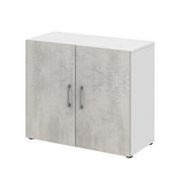 AKTENSCHRANK - 2 Fächer - Weiß/Beton - Grau, Holzwerkstoff (80/72/34.4cm) - Röhr