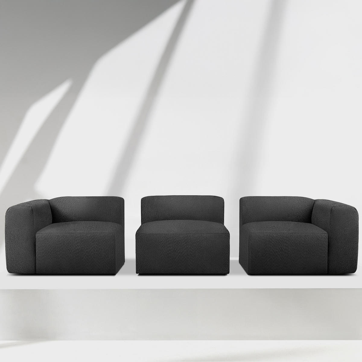 3-SITZER SOFA BUFFO, Dunkelgrau - Dunkelgrau, Holz/Holzwerkstoff (290/73/96cm) - KONSIMO®