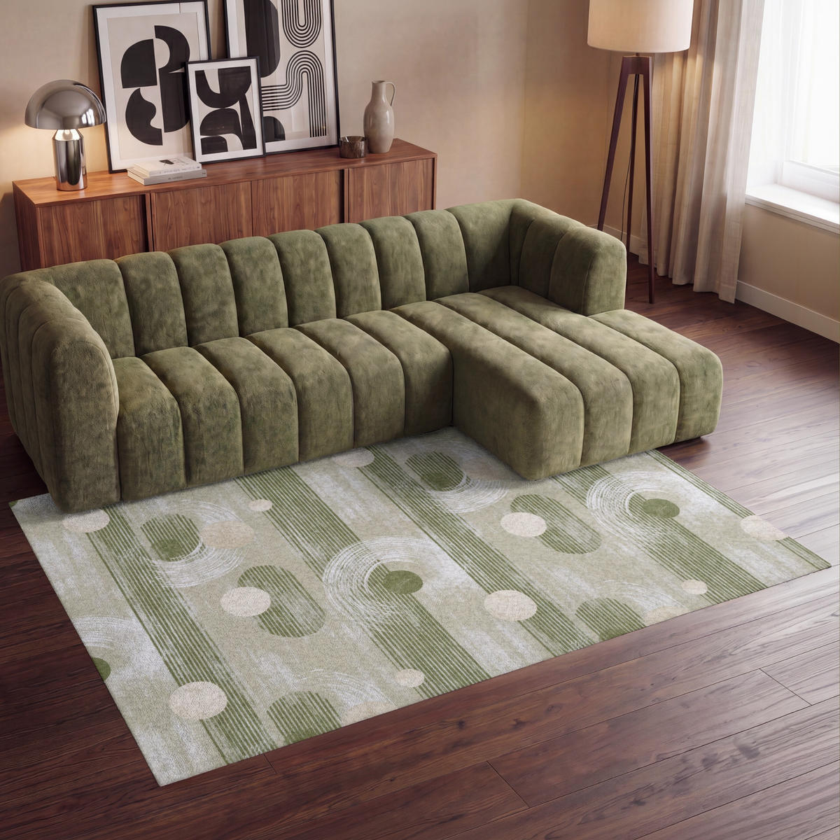 KOBERCE - Umelecké - Moderné - Zelené - 230x150 cm - olivovozelená, textil/plast (230/0.4cm) - OnlyWow
