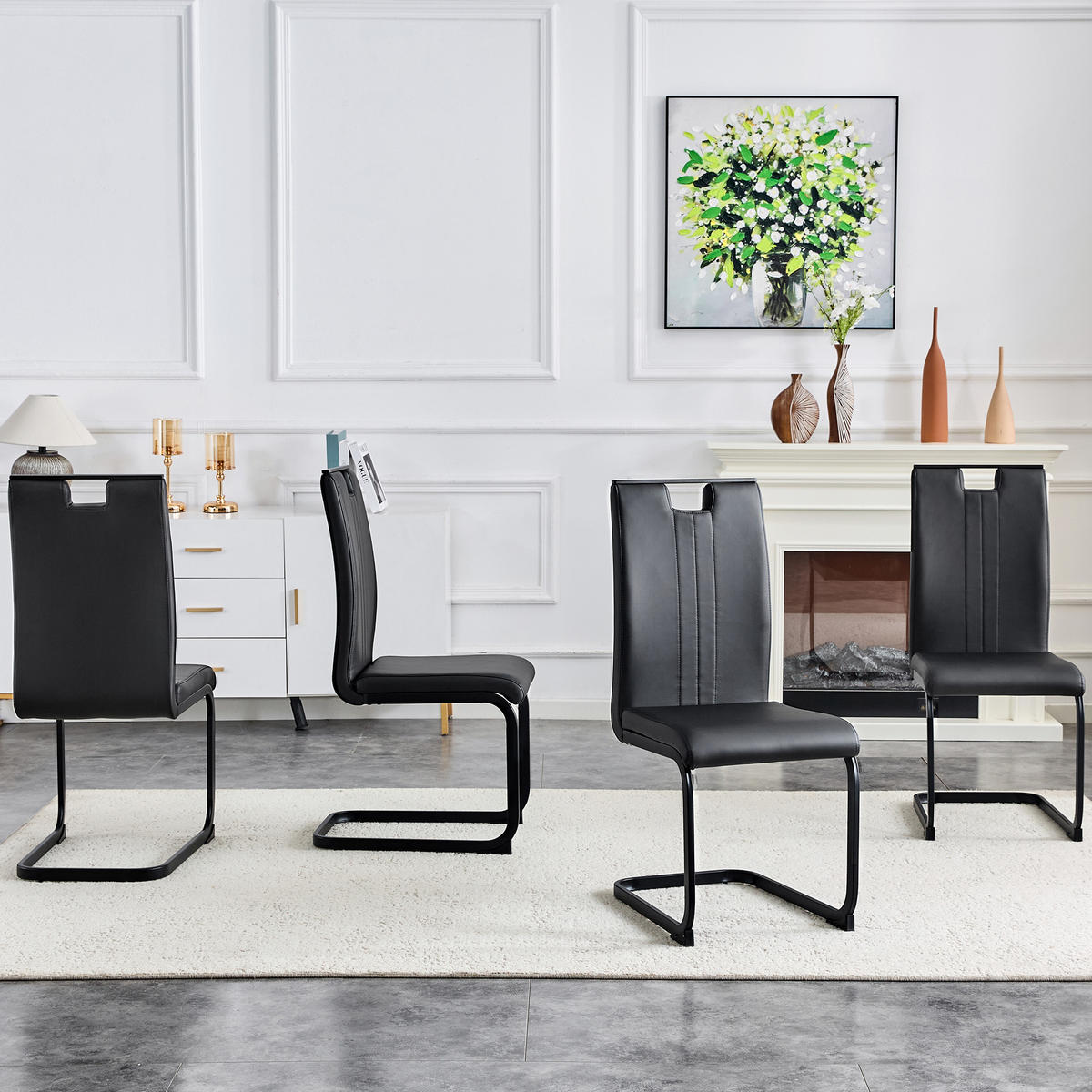 SCHWINGSTUHL DE-36785 4er-Set mit PU-Bezug und bogenförmigem Design Schwarz - Schwarz, Metall (40.5/98/52cm) - ComfortXL