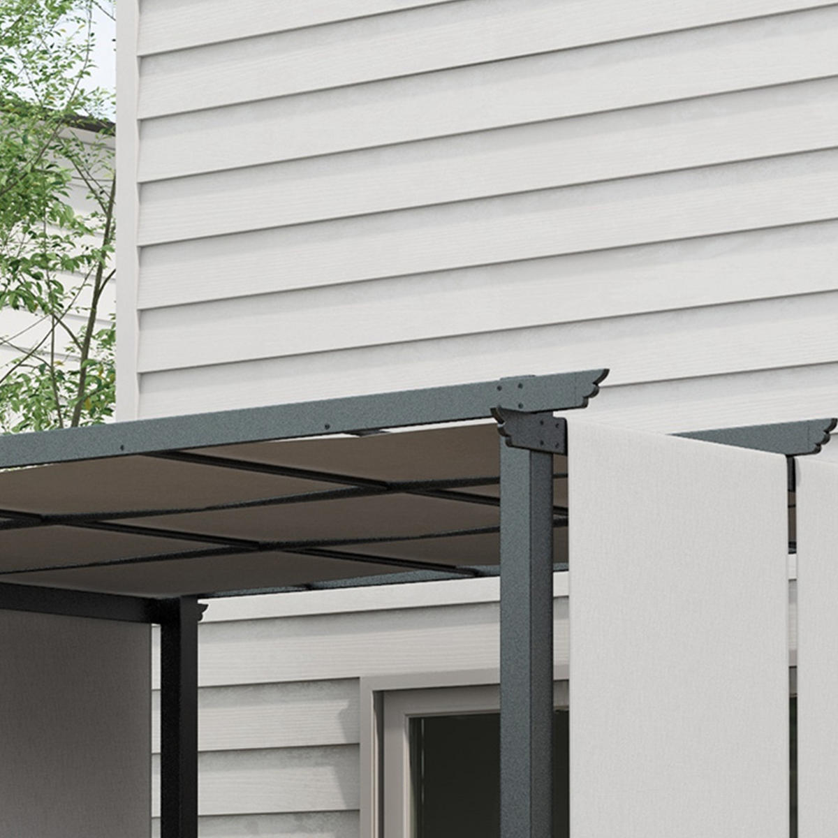 MARKISE Sonnenschutz. Pergola, wetterbeständig, inkl. Befestigungsmaterial, 3 x 3,5 m, Dunkelgrau - Hellgrau, Metall (357/235/296cm)