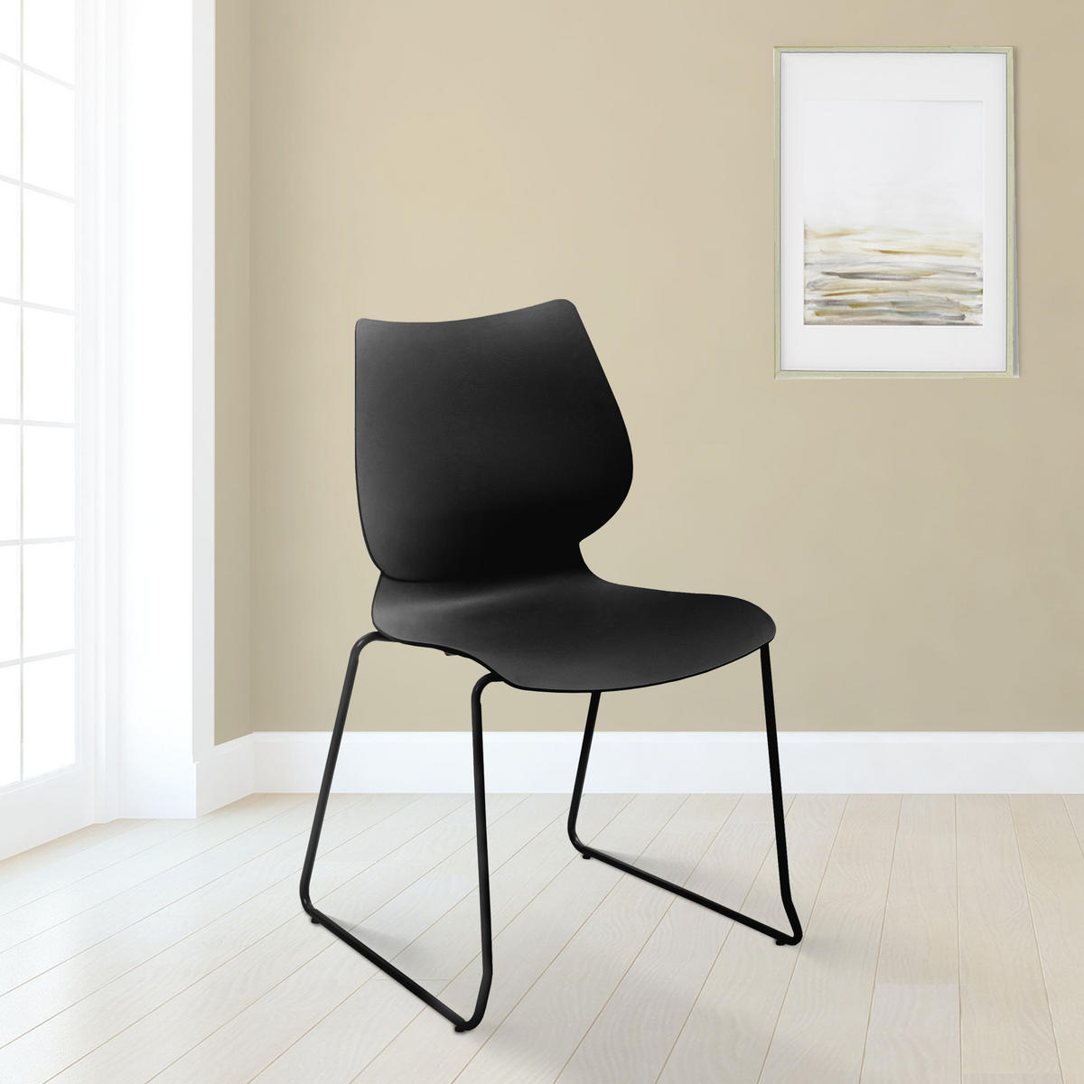 BESUCHERSTUHL Kunststoff Schwarz - Schwarz, Kunststoff/Metall (47/86/50cm) - CLP
