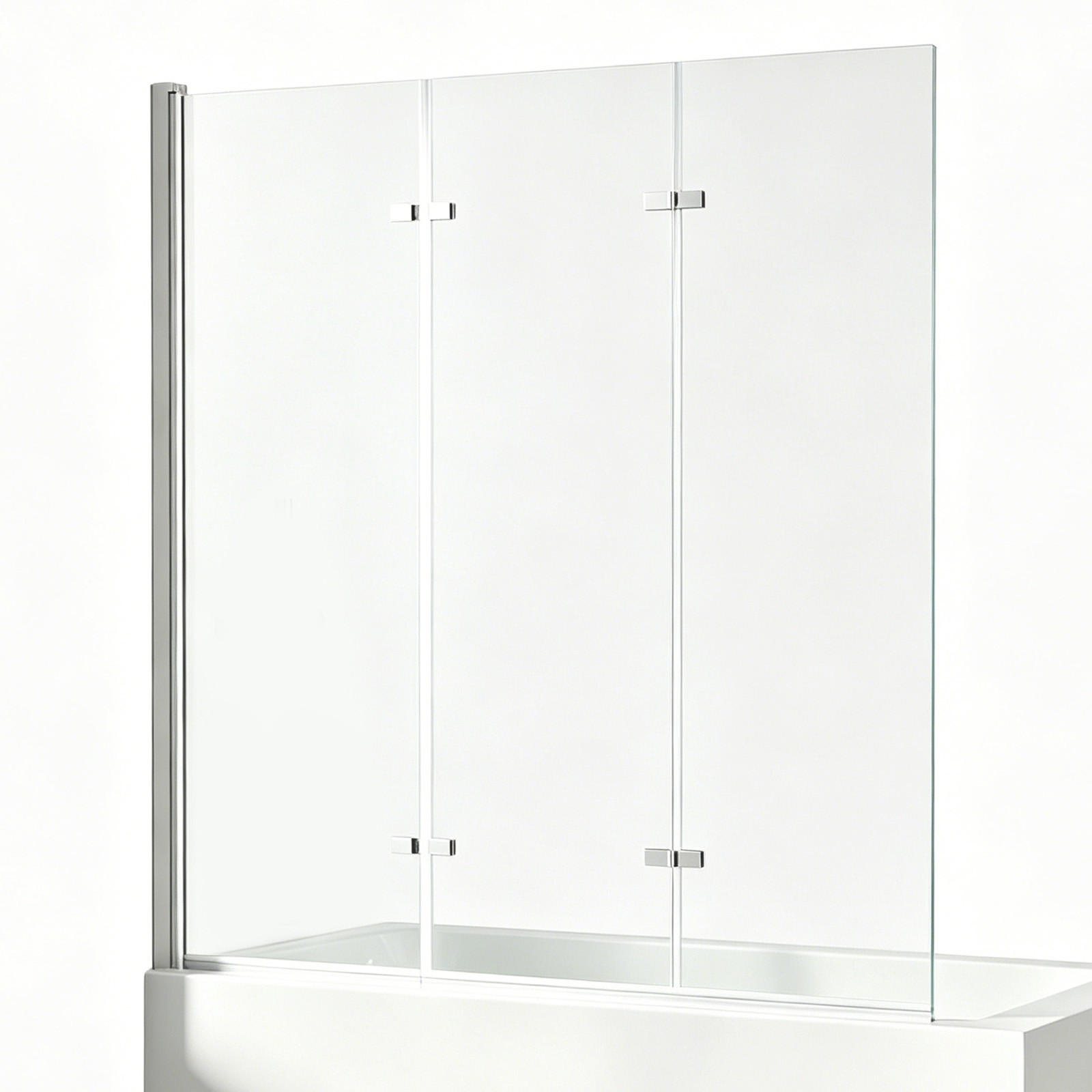BADEWANNENAUFSATZ 120/140 cm chrom 3-tlg. faltbar 6 mm mit beidseitiger Nano-Beschichtung - Chromfarben, Glas (120/140cm) - S'AFIELINA