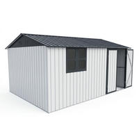 GERÄTEHAUS 374.9/307.8/204.8 cm Weiß mit Tür, Schloss, Fenster, klappbarem Tisch und Regalen (10,34m²) - Weiß, Metall (307.8/204.8/374.93cm) - Oxeza