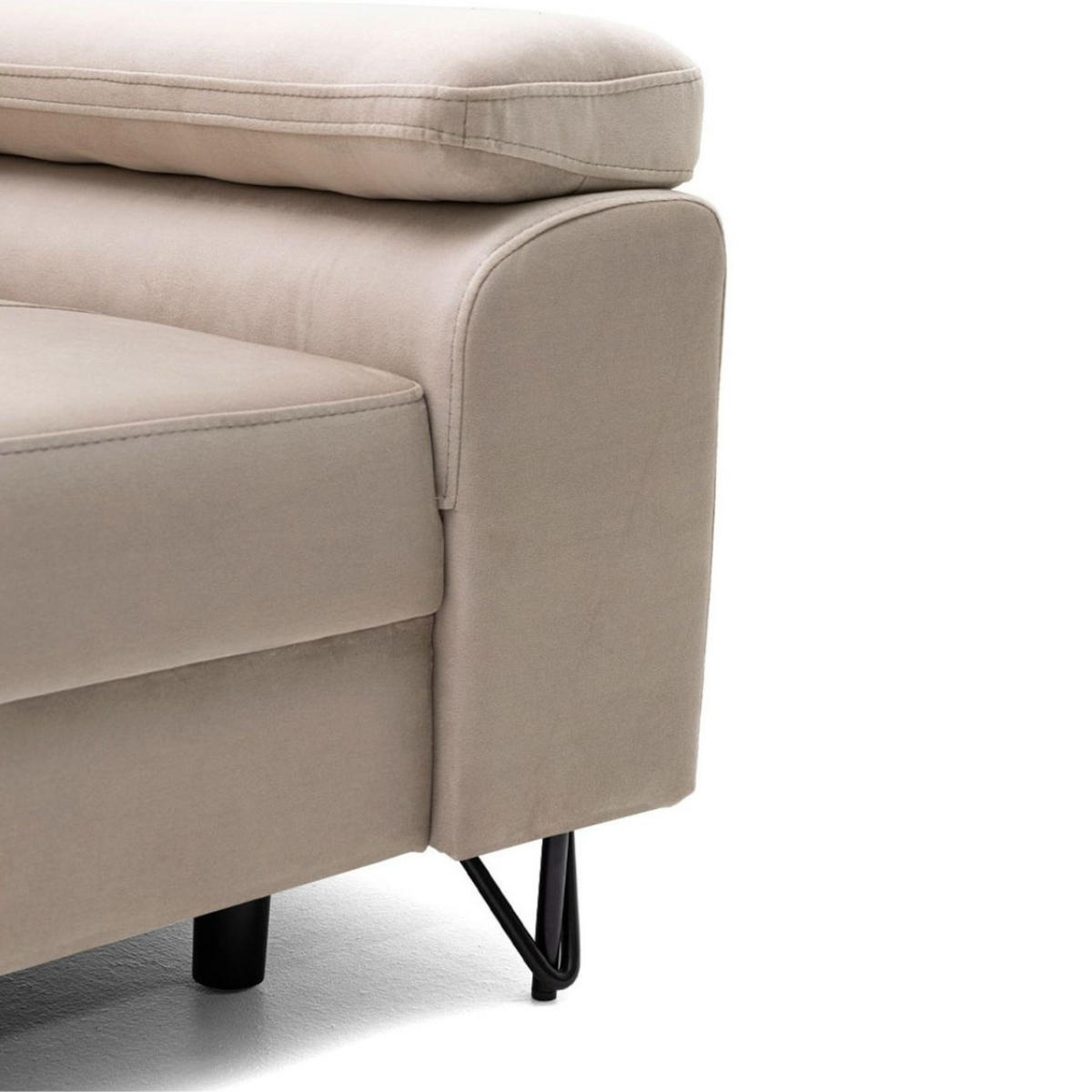 SESSEL JUNIOR mit verstellbare Kopfstütze Velours Beige - Beige/Schwarz, Holz/Textil (116/90/92cm) - Muffo
