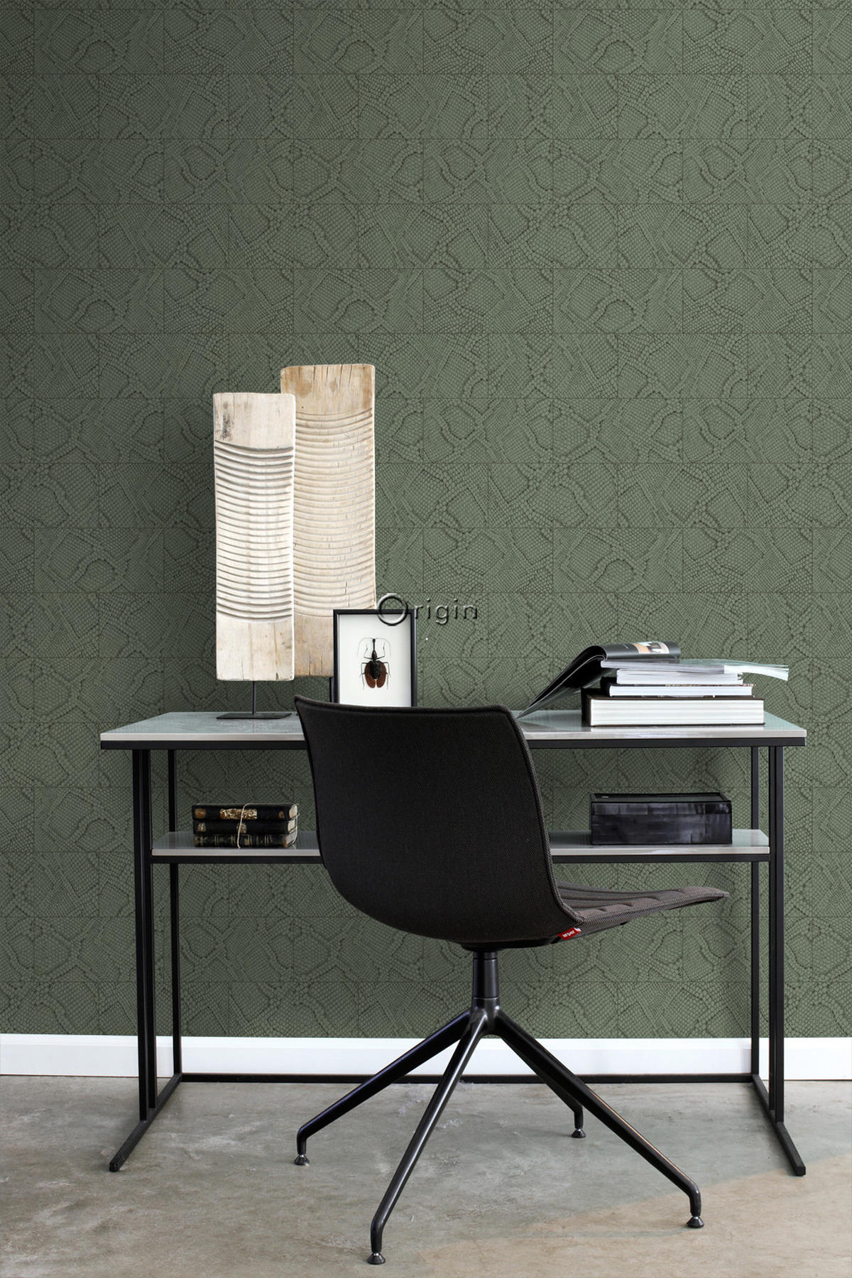 TAPETE Fliesenmuster mit Schlangenhaut-Motiv 53 cm x 10.05 m - Braun, Papier (53/1000cm) - Origin Wallcoverings