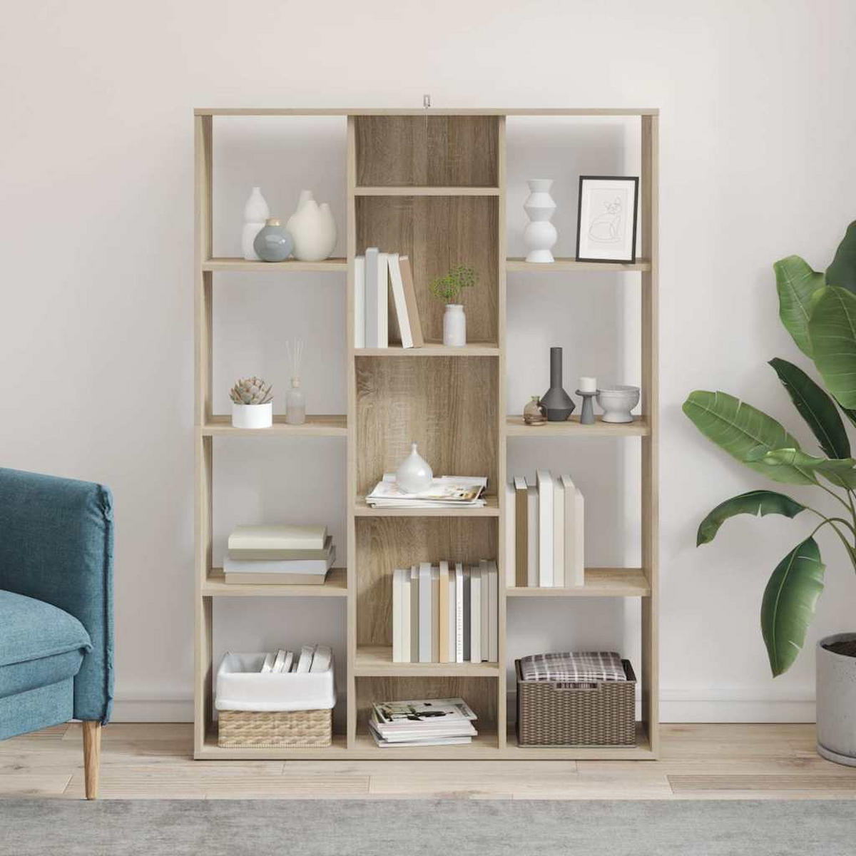 RAUMTEILER/BÜCHERREGAL Sonoma-Eiche 100/24/140 Cm Holzwerkstoff - Braun, Holzwerkstoff (24/140/100cm) - vidaXL