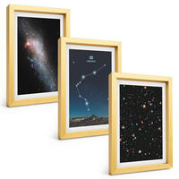 BILDER SET 3er Set - 20x30 cm Goldrahmen - Galaxienraum Wassermann - Goldfarben, Kunststoff (20/30cm) - TULUP
