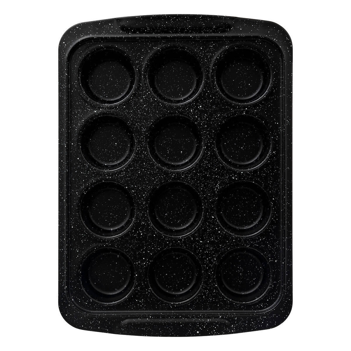 MUFFIN-BACKFORM für 12 Stück - Schwarz, Metall (24/3.8/33cm)