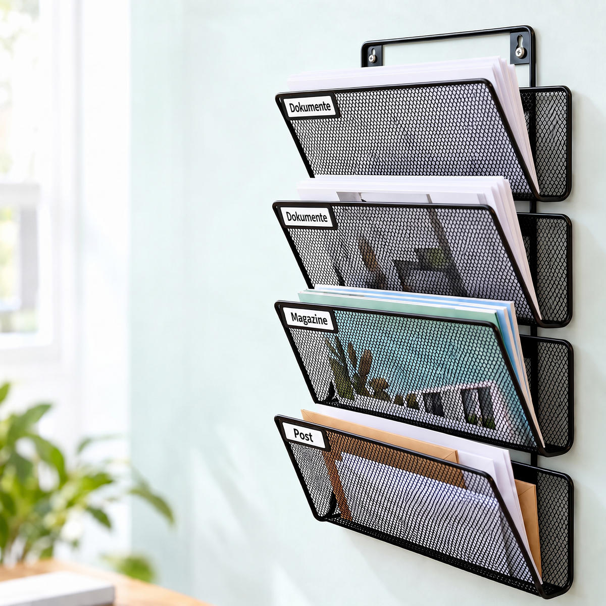 ZEITSCHRIFTENHALTER Schwarz Metall Wandmontage - Schwarz, Metall (32.5/43/12cm) - Relaxdays