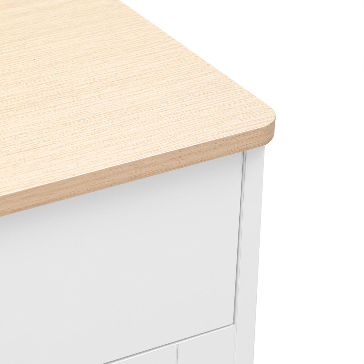 SIDEBOARD mit 2 Schubladen und 4 Türen mit verstellbaren Regalböden 120/80/37 cm - Weiß/Naturfarben, Glas/Holzwerkstoff (120/80/37cm) - EVRYAE