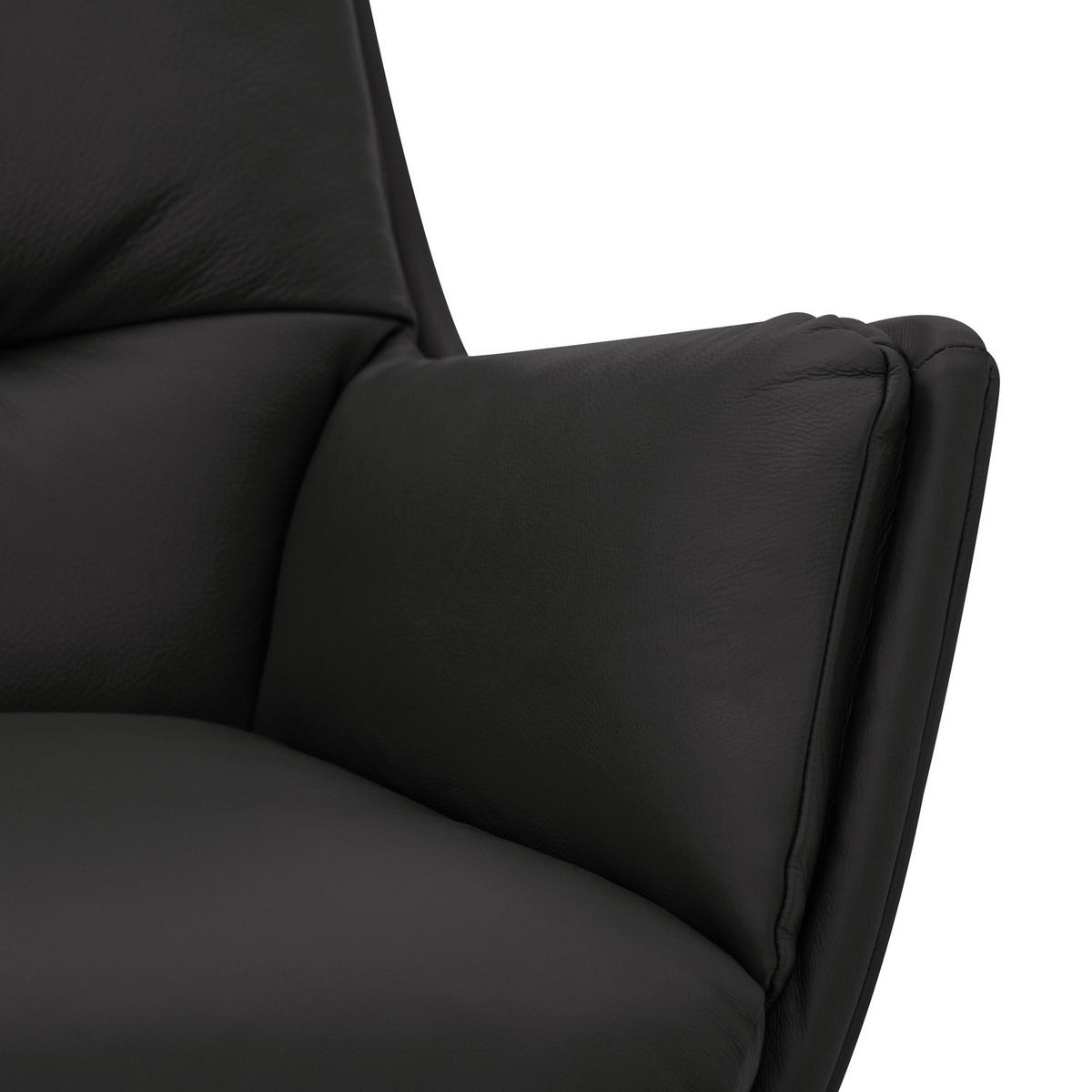 SESSEL mit Holzfüßen - Schwarz/Grau, Leder/Eichenholz (83/95/97cm) - home24