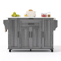 KÜCHENINSEL MDF Melamin Arbeitsplatte ausziehbar Rollen Stauraum 120/45 cm - Grau, Holzwerkstoff (120/92/45cm) - EVRYAE