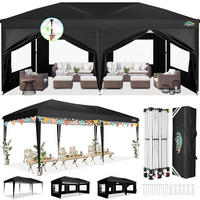 FALTPAVILLON 3x6m Wasserdicht und stabil, winterfest mit 6 Seitenwänden Schwarz - Schwarz, Textil (300/275/600cm)