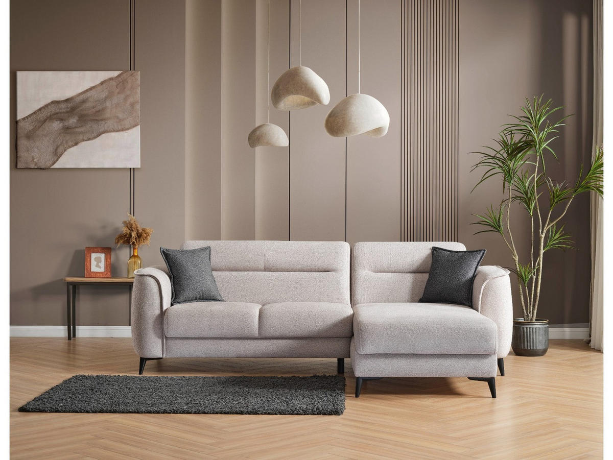 ECKSCHLAFSOFA Acapulco Short Relax - Langer Schenkel Links - Greige, Holzwerkstoff/Kunststoff (250/180cm)