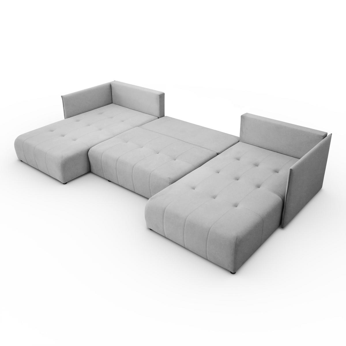 ECKSOFA Sofa U-Form Couch U form Hannover Stoff Castel Hellgrau - Hellgrau, Holz (348/188cm) - Kaiser Möbel