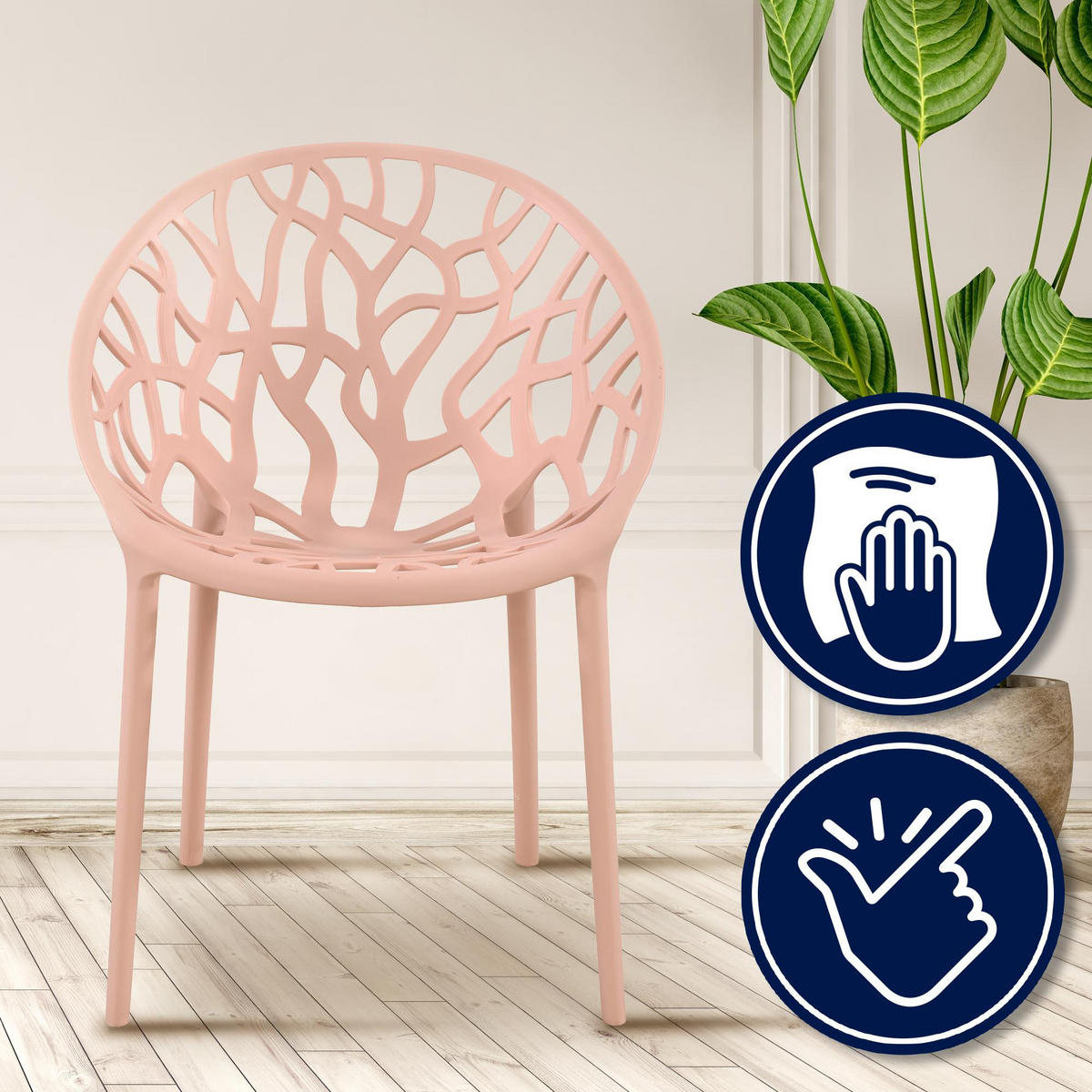 GARTENSTUHL Kunststoff rosa - Rosa, Kunststoff (59/80/60cm) - CLP