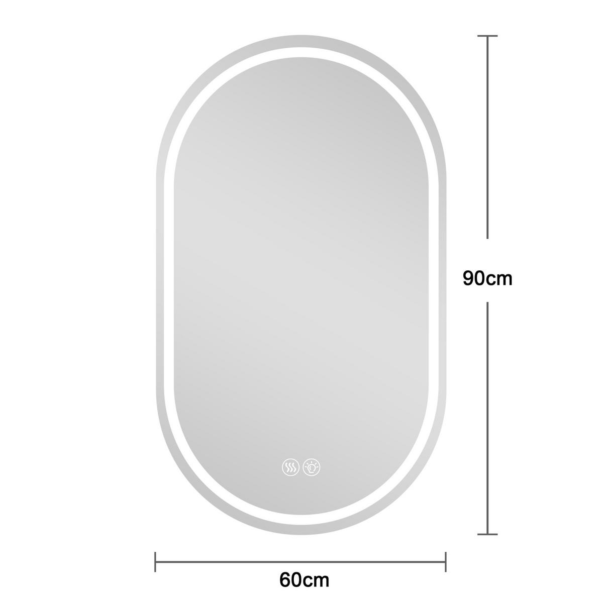 WANDSPIEGEL 60/3/90 cm silber aus Glas/Metall mit LED und Touch - Silberfarben, Holzwerkstoff (3/90/60cm) - OKWISH