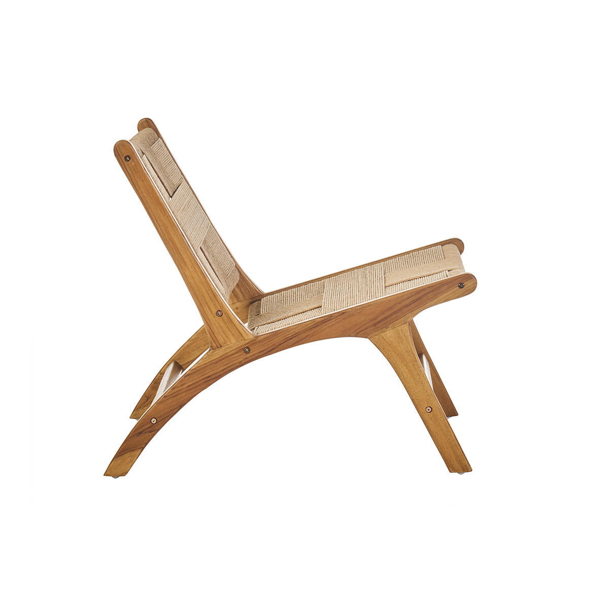 LOUNGESESSEL Massivholz Teak Geflochtenes Seil YARI - Braun, Holz (78/70/64.5cm) - Miliboo