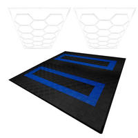 GARAGENBODENFLIESEN Belüftete und sechseckige LED-Leuchten x 165 Schwarz 60 Blau mit Kanten - Schwarz, Kunststoff (40/1.8/40cm)